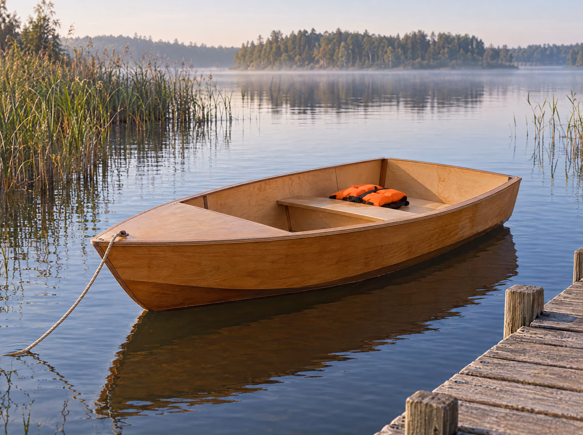 De klassieke runabout gebouwd, op zijn plek