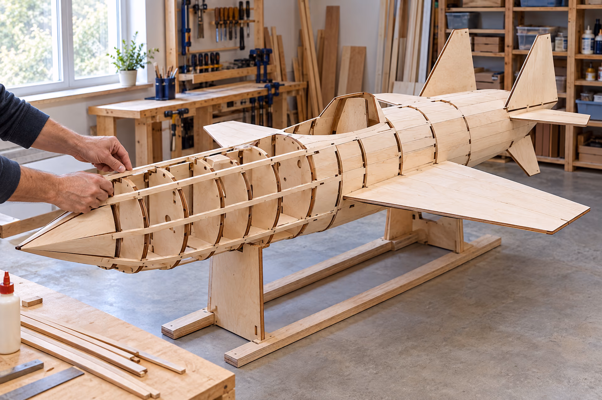 The frame of the Jet XL being built